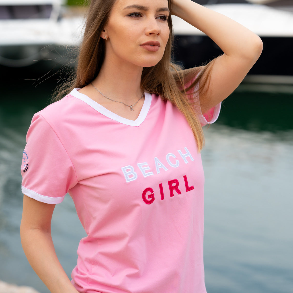 Zeezande Damenshirt aus Baumwolle Beach Girl in Rosa