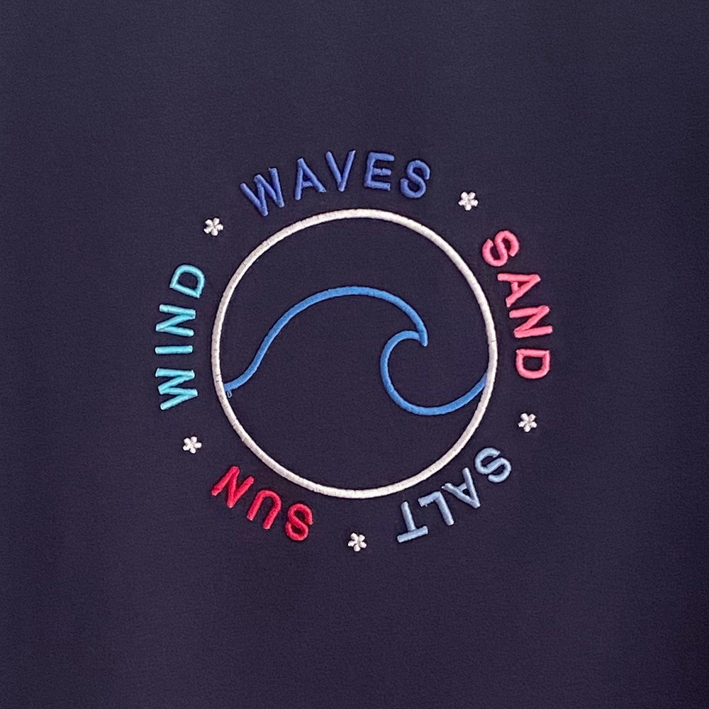 Zeezande T-Shirt für Damen aus Baumwolle Damenshirt mit Strand Meer Stick in Navy Blau Dunkelblau