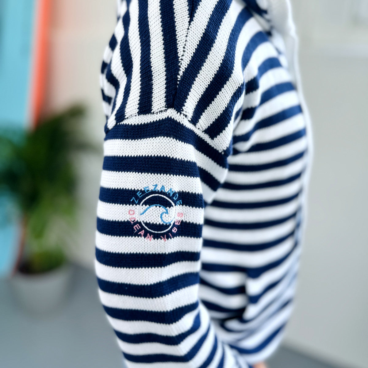 Zeezande® Damen Strickjacke mit Streifen in navy blau und weiß