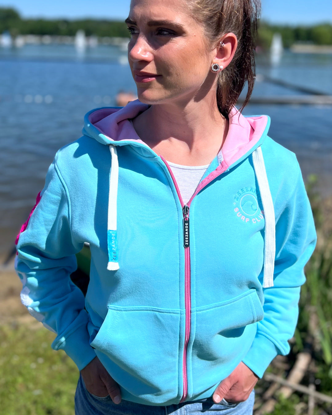 Zeezande® Sweatjacke "BEACH GIRL" in himmelblau