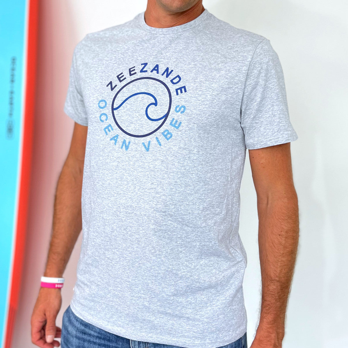 Zeezande T-Shirt für Herren aus Baumwolle Herrenshirt Meer Strand maritim ocean vibes in hellgrau