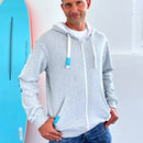 Zeezande Sweatjacke Hoodie für Herren aus Baumwolle mit Fleece Strand Meer sportlich in grau meliert