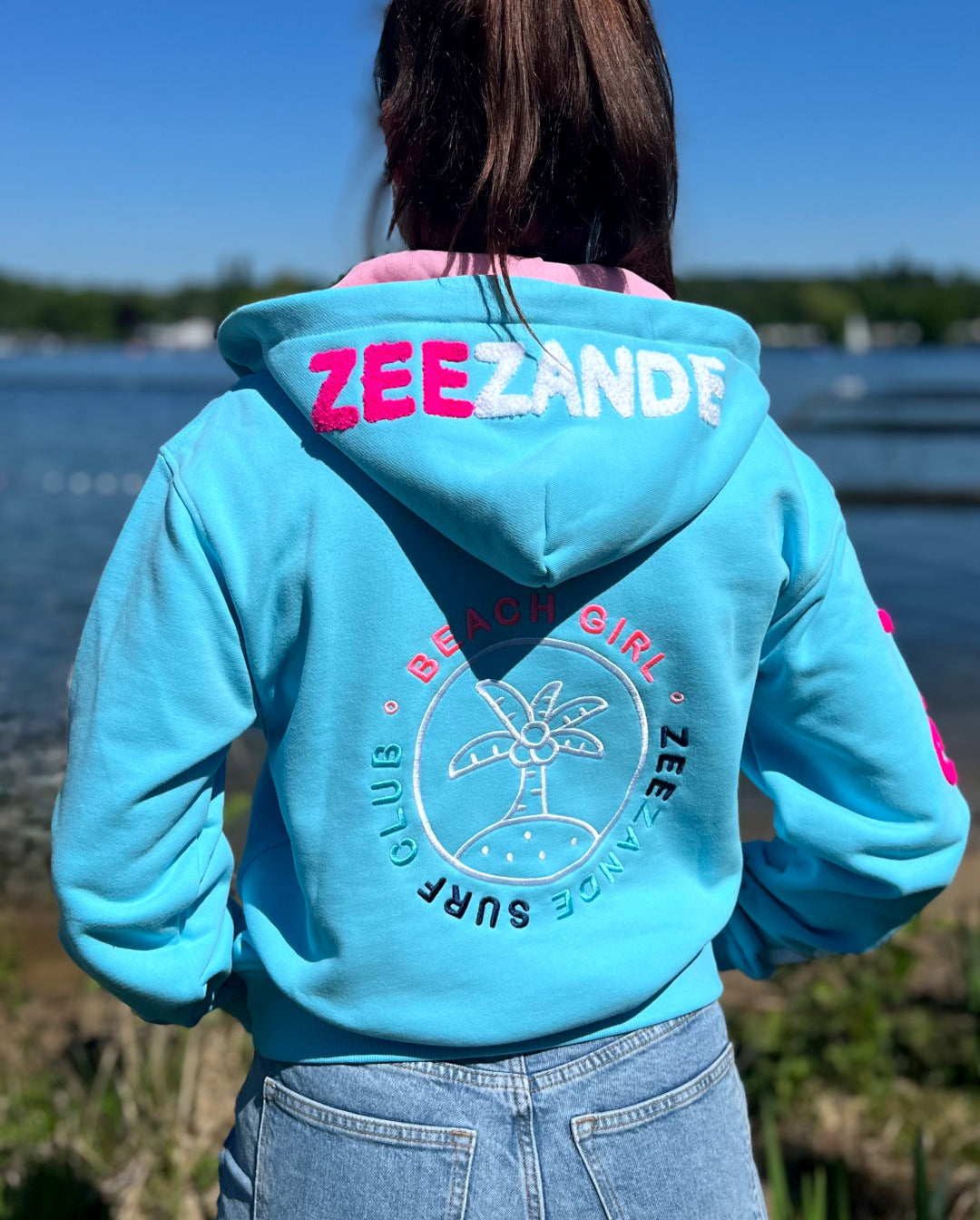 Zeezande® Sweatjacke "BEACH GIRL" in himmelblau