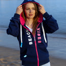 Zeezande® Sweatjacke für Damen Hoodie aus Baumwolle mit Reißverschluss "Beach Vibes" in navy blau