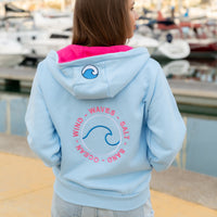 Zeezande® Sweatjacke für Damen Hoodie aus Baumwolle mit Reißverschluss "Coral Beach" in hellblau