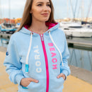 Zeezande® Sweatjacke für Damen Hoodie aus Baumwolle mit Reißverschluss "Coral Beach" in hellblau