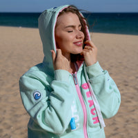 Zeezande Sweatjacke für Damen Hoodie Strand und Meer aus Baumwolle in der Farbe Mint