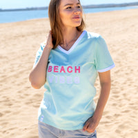 Zeezande Damenshirt aus Baumwolle Beach vibes in pastell grün mint