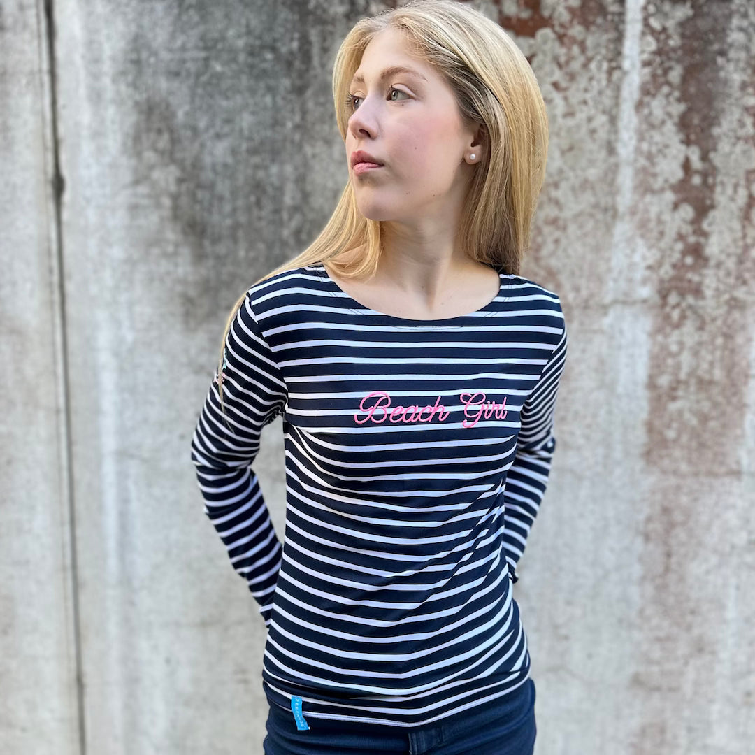 Zeezande® Longsleeve-Shirt für Damen "Beach Girl" gestreift in Navy Blau