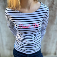 Zeezande® Longsleeve-Shirt für Damen "Beach Girl" gestreift in Weiß