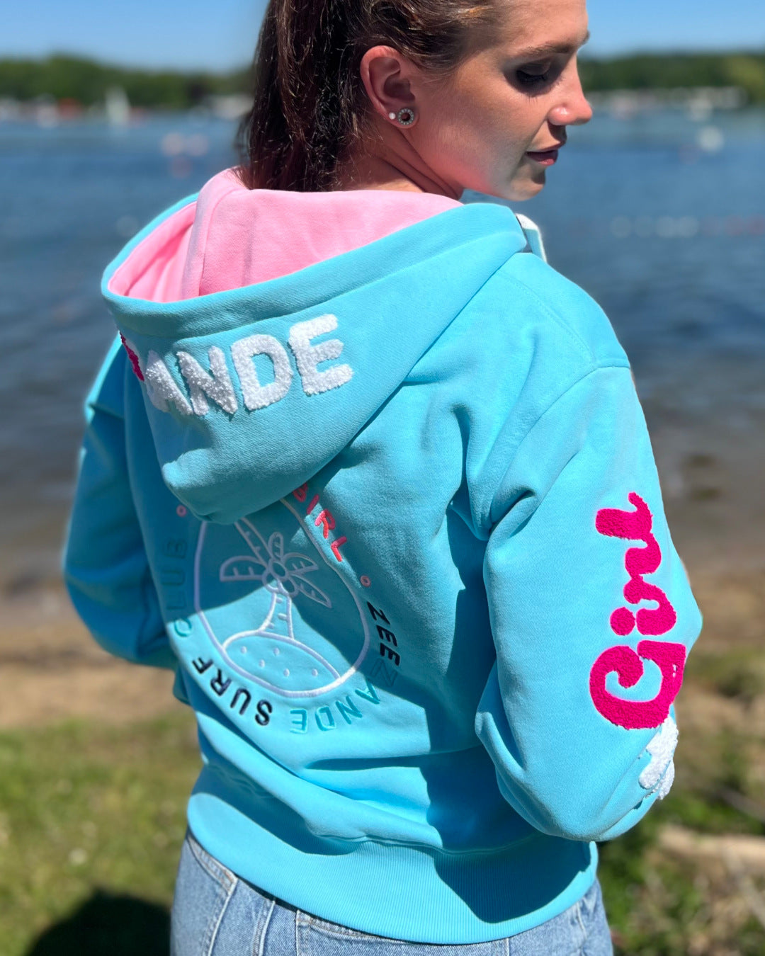 Zeezande® Sweatjacke "BEACH GIRL" in himmelblau