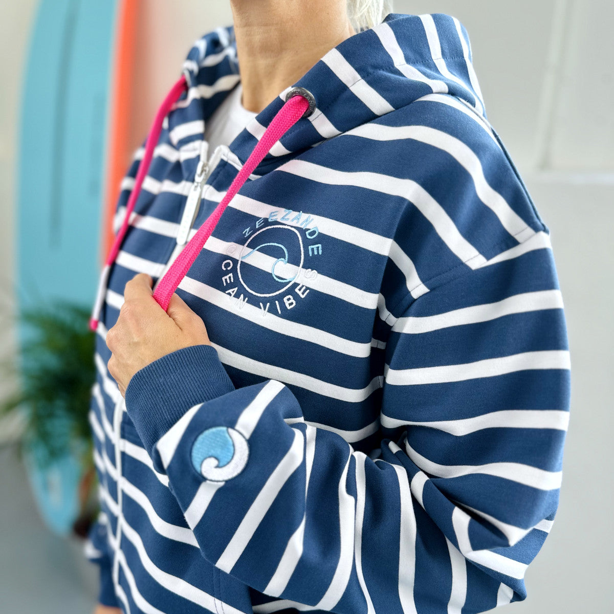 Zeezande® Sweatjacke mit Streifen in navy blau
